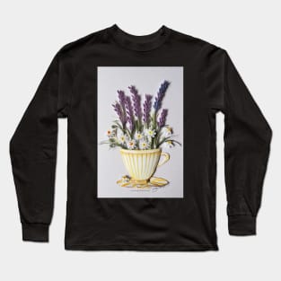 Printed Paper Quilling Art. Lavender flower art.Daisy flower art.Motherday gift. Long Sleeve T-Shirt